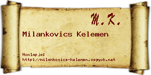 Milankovics Kelemen névjegykártya